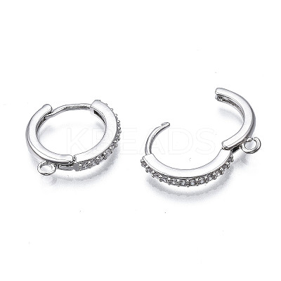 Brass Micro Pave Cubic Zirconia Huggie Hoop Earring Findings X-KK-T063-013P-NF-1