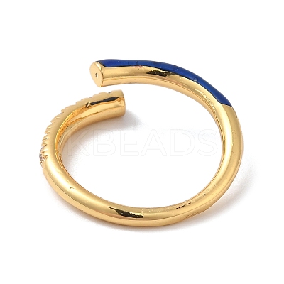 Rack Plating Brass Cubic Zirconia Open Cuff Rings for Women RJEW-S407-04A-1