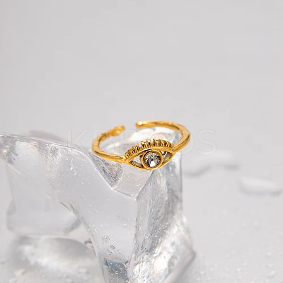 Adjustable 304 Stainless Steel with Cubic Zirconia Cuff Open Rings for Women DT5559-1
