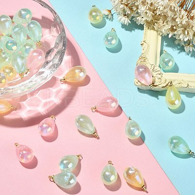40Pcs 4 Colors Rainbow Iridescent Plating Acrylic Pendants MACR-CJ0001-59-1