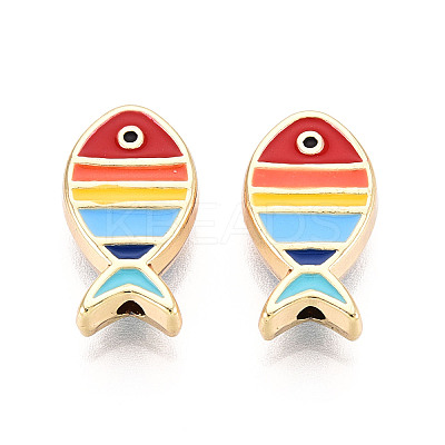 Light Gold Tone Alloy Enamel Beads FIND-N011-13KCG-01-1