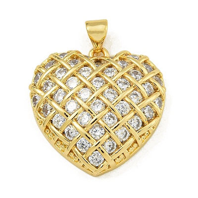 Rack Plating Brass Pave Cubic Zirconia Pendants KK-U029-08G-01-1