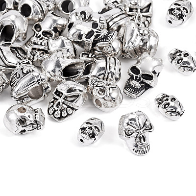 28Pcs 7 Styles Tibetan Style Alloy Beads TIBEB-TA0001-30-1