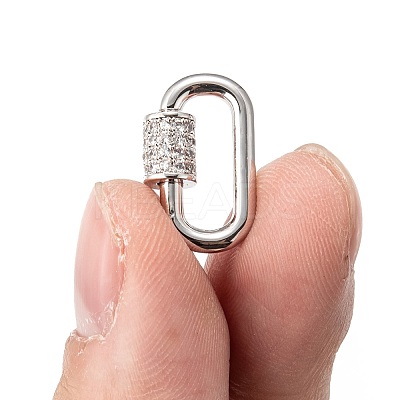 Brass Micro Pave Cubic Zirconia Screw Carabiner Lock Charms X-ZIRC-G160-22P-1