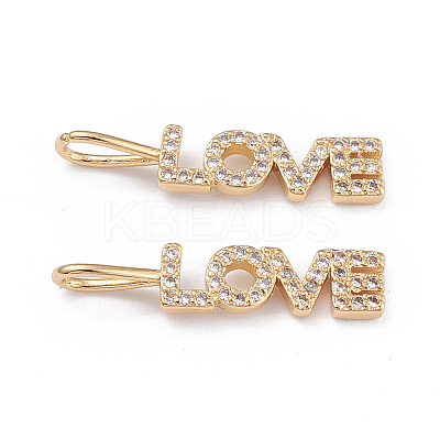 Brass Micro Pave Clear Cubic Zirconia Pendants X-ZIRC-L093-76G-1