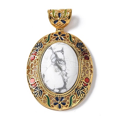 Natural Howlite Oval Pendants KK-K399-18B-02-1