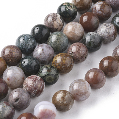 Natural Ocean Jasper Beads Strands G-F668-26-10mm-1