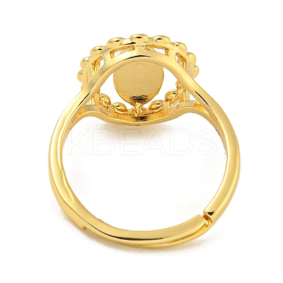 Oval with Saint Rack Plating Brass Adjustable Ring Components RJEW-I105-02G-1