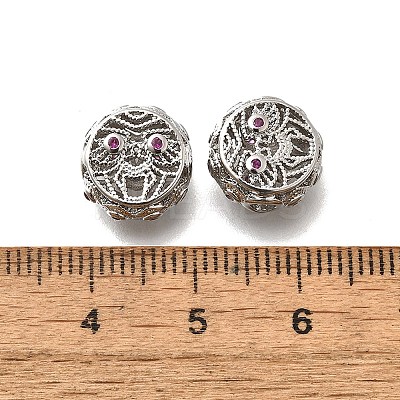 Brass Micro Pave Magenta Cubic Zirconia Beads KK-M318-44P-02-1