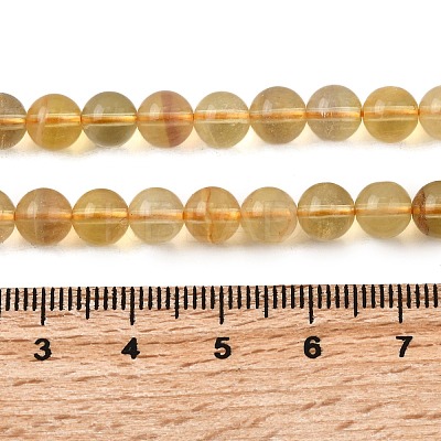 Natural Yellow Fluorite Beads Strands G-F799-B03-6mm-1