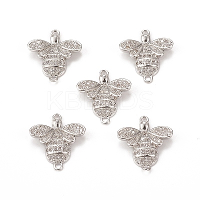Brass Micro Pave Cubic Zirconia Connector Charms KK-E068-VB363-1