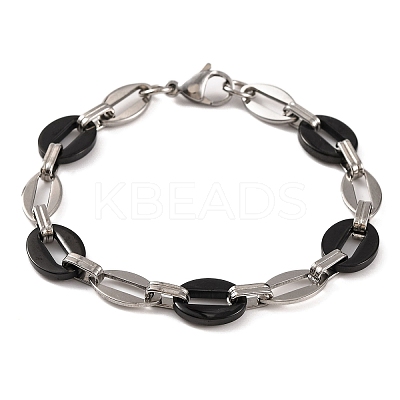 201 Stainless Steel Coffee Bean Chain Bracelets BJEW-B078-67EBP-1