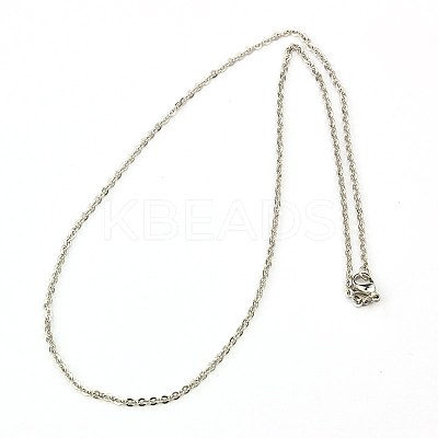 Tarnish Resistant 304 Stainless Steel Necklaces Women Cable Chain Necklaces NJEW-C079-01A-1