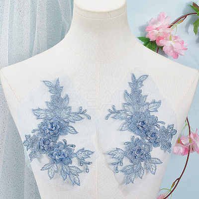 Flower Shape Polyester Embroidery Sew on Flower Appliques DIY-WH20032-60B-1