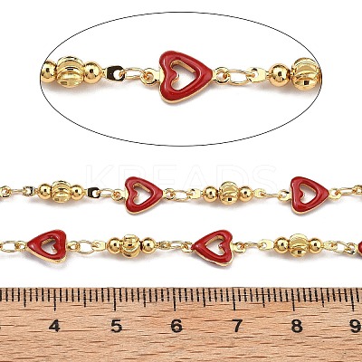 Brass Heart Link Chains KK-D368-03G-H-1