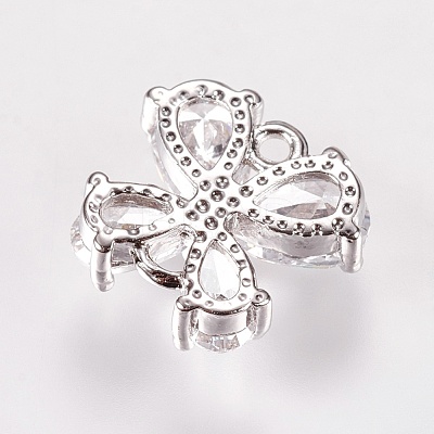 Brass Micro Pave Cubic Zirconia Links ZIRC-E139-04P-NR-1