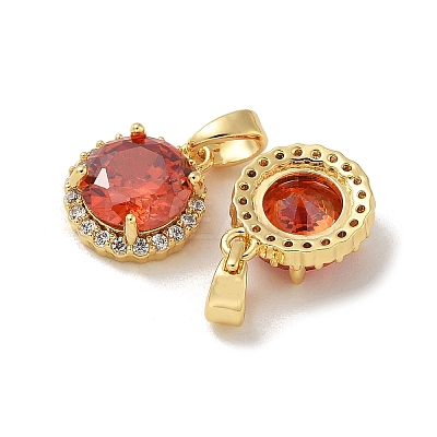Brass Micro Pave Cubic Zirconia Pendents KK-R210-19G-1