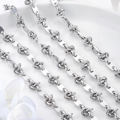 304 Stainless Steel Coffee Bean Chains with Knot Link Chains CHS-B013-03P-1