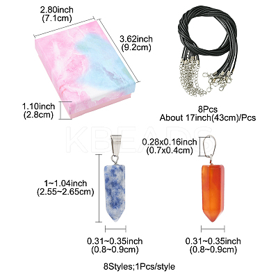 DIY Natural & Synthetic Gemstone Bullet Pendant & Waxed Cord Pendant Necklace Making Kit DIY-FS0008-45-1