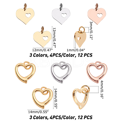 24Pcs 2 Style 304 Stainless Steel Pendants STAS-GA0001-19-1