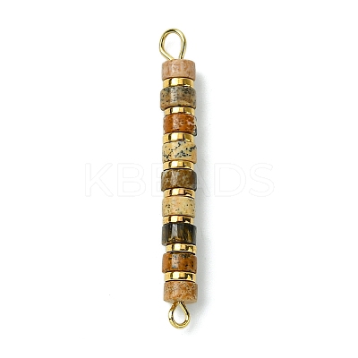 Natural Picture Jasper & Electroplated Synthetic Non-magnetic Hematite Heishi Connector Charms PALLOY-JF03291-08-1