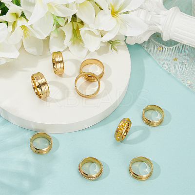 14Pcs 7 Styles Stainless Steel Grooved Finger Ring Settings STAS-SC0010-65G-1