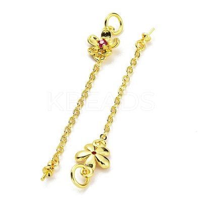 Flower Rack Plating Brass Micro Pave Cubic Zirconia Cup Peg Bails KK-F864-02G-1