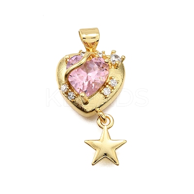 Brass Micro Pave Cubic Zirconia Pendants KK-K401-02D-G-1