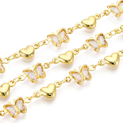 Brass Glass Link Chains CHC-T018-15C-G-1