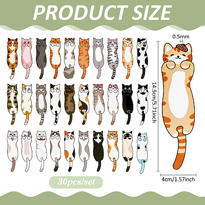 30Pcs Cute Paper Cat Bookmarks AJEW-WH0455-255-1