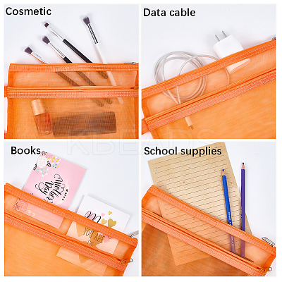 6Pcs 6 Colors Nylon Mesh Pen Bag AJEW-CP0006-77-1