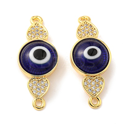 Brass Micro Pave Clear Cubic Zirconia Connector Charms KK-K338-03G-1