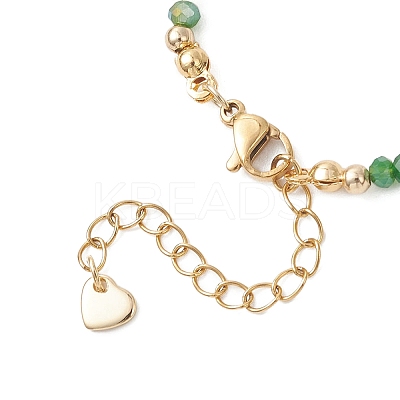 Natural Shell Heart & AB Color Plated Glass Faceted Rondelle Beaded Necklaces NJEW-JN05863-1