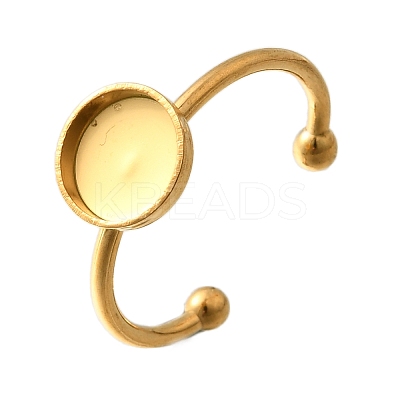 304 Stainless Steel Open Cuff Ring Components STAS-M057-01C-G-1