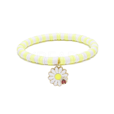 4Pcs 4 Styles Insect Theme Alloy Enamel Stretch Charm Bracelets BJEW-JB08763-1