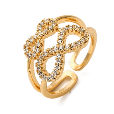 Brass Micro Pave Cubic Zirconia Adjustable Cuff Rings RJEW-C141-01G-1