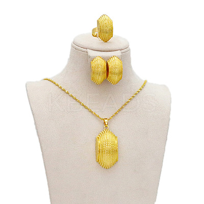 Alloy Pendant Necklaces & Stud Earrings & Rings for Women FS-WG95052-02-1