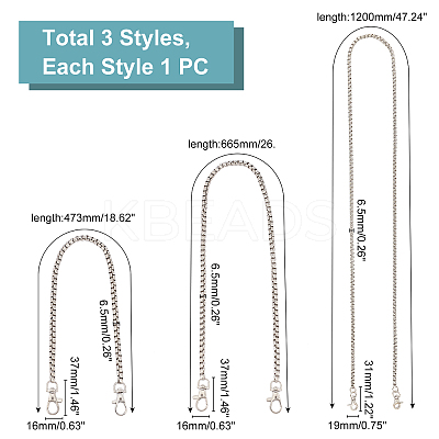 3 Strand 3 Style Iron Box Chains Bag Strap FIND-WR0002-61-1