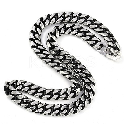 201 Stainless Steel Cuban Link Chain Necklaces for Men NJEW-B116-03P-1-1