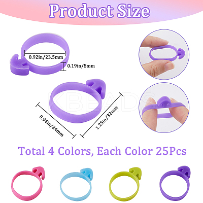 100Pcs 4 Colors Silicone Pastry Bag Tie Rings AJEW-CN0001-70-1
