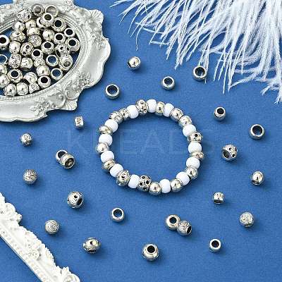 100Pcs 10 Styles Tibetan Style Alloy European Beads TIBE-CJ0001-32-1