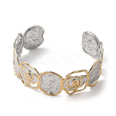 Hammered 304 Stainless Steel Cuff Bangles for Women BJEW-P371-01B-1
