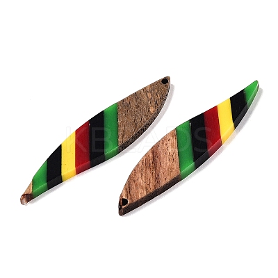 Jamaican Colour Epoxy Resin & Walnut Wood Pendants RESI-N039-122E-1