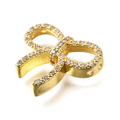 Brass Micro Pave Clear Cubic Zirconia Bowknot Multi-Strand Links KK-V008-27G-1
