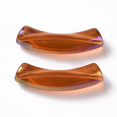UV Plating Transparent Rainbow Iridescent Acrylic Beads OACR-A016-01-1