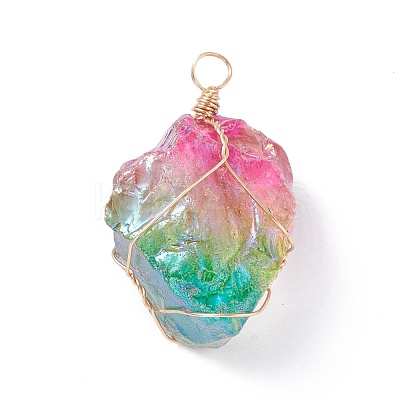 Rough Raw Natural Quartz Pendants PALLOY-JF01100-1