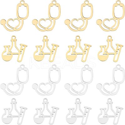 16Pcs 4 Style 201 Stainless Steel Charms STAS-DC0006-17-1