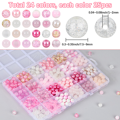 DIY Round Imitation Acrylic Pearl and Glass Beads Jewelry Making Finding Kits DIY-SP0002-78E-1