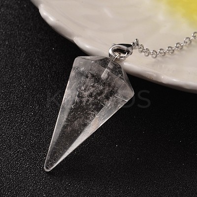 Platinum Tone Brass Crystal Cone Hexagonal Pointed Dowsing Pendulums MAK-M015-01I-1