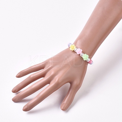 Kids Acrylic Beaded Stretch Bracelets BJEW-JB04837-M-1